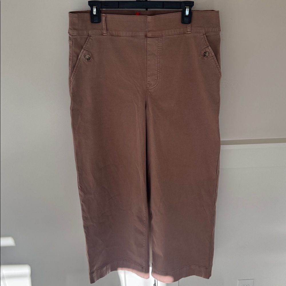 SPANX Stretch Twill Cropped Wide Leg Pants Blush Pink Casual Women’s Size 1X EUC